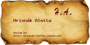 Hrivnák Aletta névjegykártya